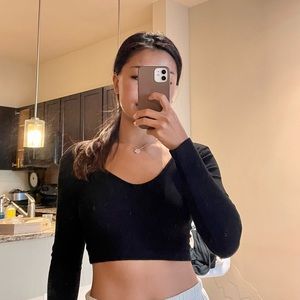 Adika V Neck Plunge Knit Top